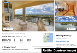 Stranica na vebsajtu za iznajmljivanje i prodaju nekretnina Redfin.com, koja oglašava stan kojeg je Perevalov ranije posjedovao u zgradi "Bella Vista Mid Rise North".