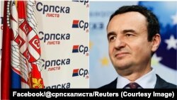 Combo photograph, emblem of the Serbian list and Kosovo prime minister Albin Kurti (Foto: Facebook/@српскалиста/Reuters)