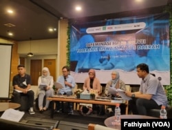 Diseminasi hasi survei Toleransi Siswa SMA di 5 Daerah, 17 Mei 2023. (VOA/Fathiyah)