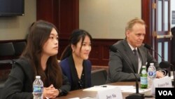 香港活动人士出席众议院中共问题特设委员会的圆桌会议讨论香港现状。（2024年5月23日，美国之音记者李逸华拍摄）