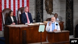 印度总理莫迪在美国国会向参众两院联席会议发表演讲。(2023年6月22日)