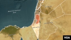 Map of Israel and its neighboring countries: Egypt, Jordan, Syria and Lebanon.