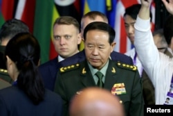 资料照：中共中央军委委员、中央军委联合参谋部参谋长刘振立上将在北京出席香山论坛。（2023年10月30日）