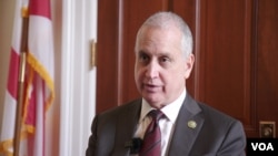 FILE - U.S. Representative Mario Diaz-Balart, a Republican from Florida who is the Chairman of the House Appropriations Subcommittee on State, Foreign Operations, and Related Programs, speaks to Voice of America in Washington, March 13, 2024.