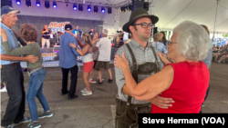 Couples dance to polka music during Musikfest in Bethlehem, Northampton County, Pennsylvania, on Aug. 11, 2024. Northampton has a remarkable knack for choosing the victor of U.S. presidential elections.