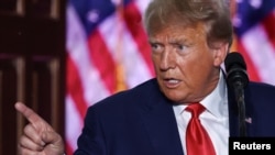 FILE - Former President Donald Trump delivers remarks during an event following his arraignment on classified document charges, at Trump National Golf Club in Bedminster, NJ., June 13, 2023.
