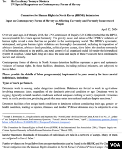 북한인권위원회가 제출한 보고서