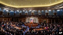 FILE - Temporary House leader Rep. Patrick McHenry, R-N.C., presides over a session at the Capitol in Washington, Oct. 17, 2023. Republicans meeting in a closed-door session late Tuesday picked Representative Mike Johnson as their latest House speaker candidate.