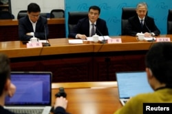 Yu Jun, Deputy Head of Chinese Foreign Ministry's Eurasian department, speaks at a news briefing following a phone call between Chinese President Xi Jinping and Ukrainian President Volodymyr Zelenskyy, in Beijing, China, April 26, 2023.