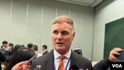 美国太平洋海军陆战队退役中将指挥官鲁德尔率国防承包商访团访问台湾。（美国之音记者杨安摄影）