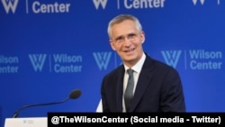 北约秘书长延斯·斯托尔滕贝格2024年6月17日华盛顿威尔逊中心发表讲话。