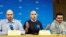 Vladimir Kara-Murza, Andrei Pivovarov and Ilya Yashin hold a press conference in Bonn, Germany, after being freed in a multi-country prisoner swap Aug. 2, 2024.