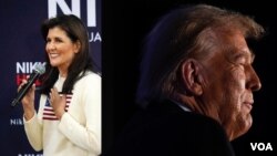 Mantan Presiden AS Donald Trump, dan mantan Gubernur South Carolina, Nikki Haley akan berhadapan pada Selasa (23/1), dalam pemilihan pendahuluan Partai Republik di negara bagian New Hampshire. (Foto: VOA)