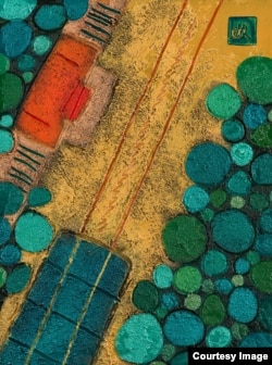 这幅作品名为“Above Below”，属于在香港成长的英国画家李桦 (Martin Lever) 创作的《示威之上》(Above the Protests)为名的作品系列 (照片由李桦提供)