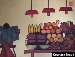 这幅作品名为“Street II”，属于在香港成长的英国画家李桦 (Martin Lever) 创作有关香港的作品系列 (照片由李桦提供)