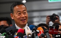 រូបឯកសារ៖ នាយករដ្ឋមន្ត្រីថៃលោក Srettha Thavisin ថ្លែងនៅក្នុងសន្និសីទសារព័ត៌មាន​មួយ​ នៅ​ទីស្នាក់ការ​របស់គណបក្ស Pheu Thai នៅទីក្រុងបាងកក ប្រទេសថៃ កាលពីថ្ងៃទី២៤ ខែសីហា ឆ្នាំ២០២៣។