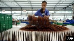 중국의 가발 공장. (자료사진)