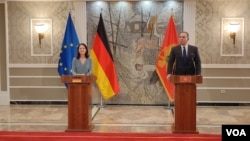 Analena Berbok i Filip Ivanović na konferencij za novinare u Podgorici (Foto: Jovan Radulović)