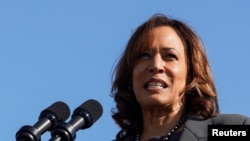 美国副总统哈里斯在阿拉巴马州“血腥星期天”周年纪念活动上讲话。（2024年3月3日）