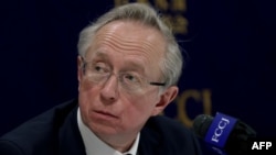 FILE - Russian Deputy Foreign Minister Mikhail Galuzin attends a press conference in Tokyo, Feb. 25, 2022. 