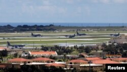 Pemandangan dari sejumlah pesawat militer AS yang diparkir di Pangkalan Udara Andersen di Guam, AS, pada 15 Agustus 2017. (Foto: Reuters/Erik De Castro)