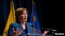 Dr. Nancy Messonnier, Director of the Center for the National Center for Immunization and Respiratory Diseases, speaks about the public health response to the outbreak of the coronavirus during a news conference in Washington, Jan. 28, 2020. 