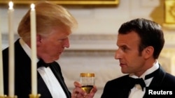 美国总统川普与法国总统马克龙 