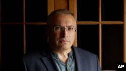 FILE - Russian opposition figure Mikhail Khodorkovsky, the former owner of the Yukos Oil Company, July 24, 2018.