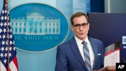 FILE - National Security Council spokesman John Kirby speaks during a press briefing at the White House, Nov. 28, 2022, in Washington. 