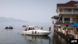 Masuwa ya ONU mazali kopusana pene na hôtel esika bakonzi ba bikolo 11 bazalaki na likita na Goma, Nord-Kivu, RDC, 16 aout 2022.