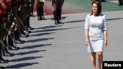Nova predsednika Mađarske, Katalin Novak, stiže na inauguracionu ceremoniju na Košut svkeru u Budimpešti, Mađarska, 14. maja 2022.