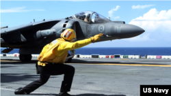 与前美军飞行员杜根（Daniel Edmund Duggan）驾驶的鹞式喷气战斗机同款的战机。（美国海军照片）