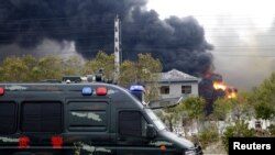 江苏省盐城市响水县天嘉宜化工厂2019年3月21日发生大爆炸武警到场维稳（路透社）