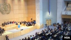 世界卫生大会会场（翻拍自世卫官网）