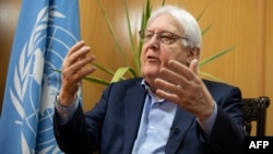 រូបឯកសារ៖ លោក Martin Griffiths ប្រធាន​ជំនួយ​មនុស្សធម៌​របស់​អង្គការ​សហប្រជាជាតិ និយាយ​​ជាមួយ​ទីភ្នាក់ងារ​សារព័ត៌មាន AFP នៅ​​ក្នុង​បរិវេណ​អង្គការ​សហ​ប្រជាជាតិ ក្នុង​ទី​ក្រុង​កាប៊ុល កាលពី​ថ្ងៃទី២៥ ខែមករា ឆ្នាំ២០២៣។