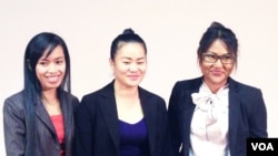 VXW Award winners Sum Dany, Phat Sreytouch and Bunn Rachana.