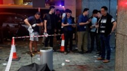 香港星期天（11月3日）爆发流血冲突的现场。路透社