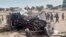 An accident near Sakal, northern Senegal, on Jan. 16, 2023, where 19 people were killed when a bus and a truck collided. 