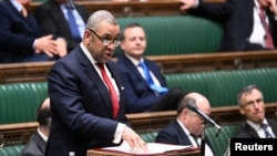 英国外交大臣克莱弗利在伦敦的英国议会下院发言。(2023年1月16日)