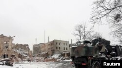A view shows a destroyed building following recent shelling during Ukraine-Russia conflict in Kharkiv, Ukraine, March 5, 2022.