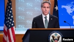 ARHIVA - Državni sekretar Entoni Blinken an konferenciji za novinare u Stejt departmentu, 17. mart 2022.