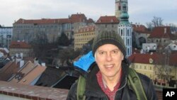 This undated photo shows James "Jimmy" Hill. Hill, an American, was killed in a Russian attack on the northern Ukrainian city of Chernihiv, where he was seeking medical treatment for his partner. (Photo provided by Hill's family via AP)