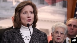 资料照片:来自密苏里州的共和党籍联邦众议员哈特兹勒在国会山对媒体发表讲话。(2014年3月25日)