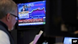 FILE - A trader works on the floor at the New York Stock Exchange, in New York, Dec. 14, 2022. 