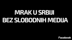 Umesto programa, televizije N1 i Nova S emituju natpis "Mrak u Srbiji bez slobodnih medija"