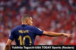 Penyerang Prancis Kylian Mbappe saat melawan Maroko pada paruh pertama pertandingan semifinal Piala Dunia 2022 di Stadion Al Bayt. (Foto: Yukihito Taguchi-USA TODAY Sports)