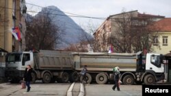 科索沃北部地区被封锁的道路（2022年12月28日）