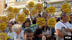 Skup protiv iskopavanja litijuma u vreme održavanja konstitutivne sednice Skupštine Srbije (foto: Rade Ranković)