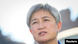 Menlu Australia Penny Wong dalam konferensi pers di sela-sela Sidang Umum PBB ke-77 di markas besar PBB di New York, AS, 20 September 2022. (REUTERS/Brendan McDermid/File Foto)