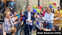 Konferencija za novinare koordinatora Evroprajda Gorana Miletića ispred Vlade Srbije